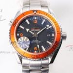 OM Factort Swiss 8500 Omega Seamaster Planet Ocean 600 Orange Bezel Black Dial Watch